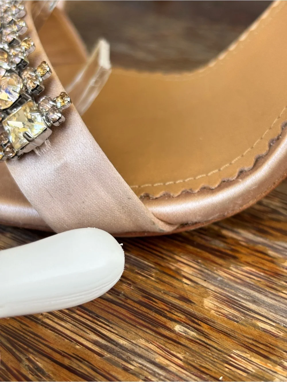 Tory Burch Penelope 100mm Crystal Embellished Ankle Strap Stiletto Sandals Champ